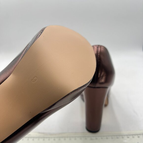 miss left Brown Low Platform Chunky High Heel Slip On Closed Round Toe Pump - Picture 6 of 8